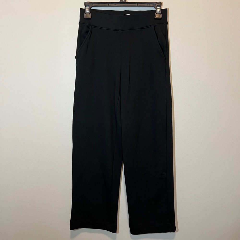 AYR The Supercool Black Wide Leg Crop Pants Pima Cotton Modal Small